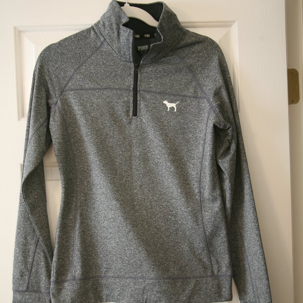 Victoria's Secret PINK Quarter Zip Pullover Jacket, Size Small, Dark Grey